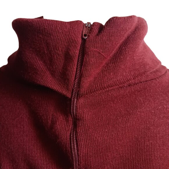 Women's Large Vintage 70's Single Stitch Brown Turtleneck Zipback Pullover - Picture 3 of 9